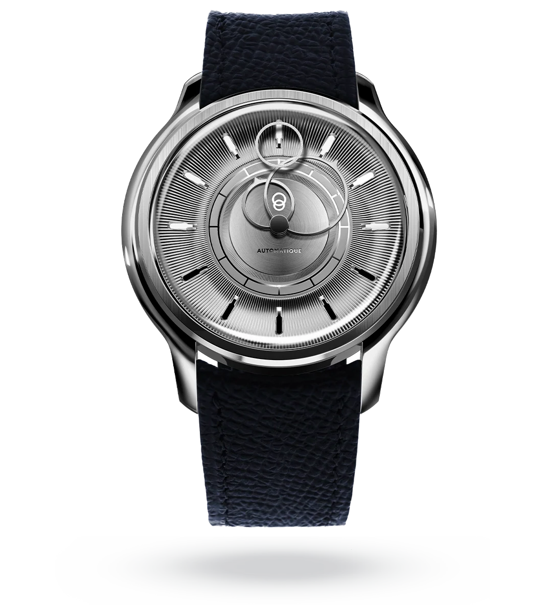 La Pièce n°2 - Silver - Leather strap - Grained Blue