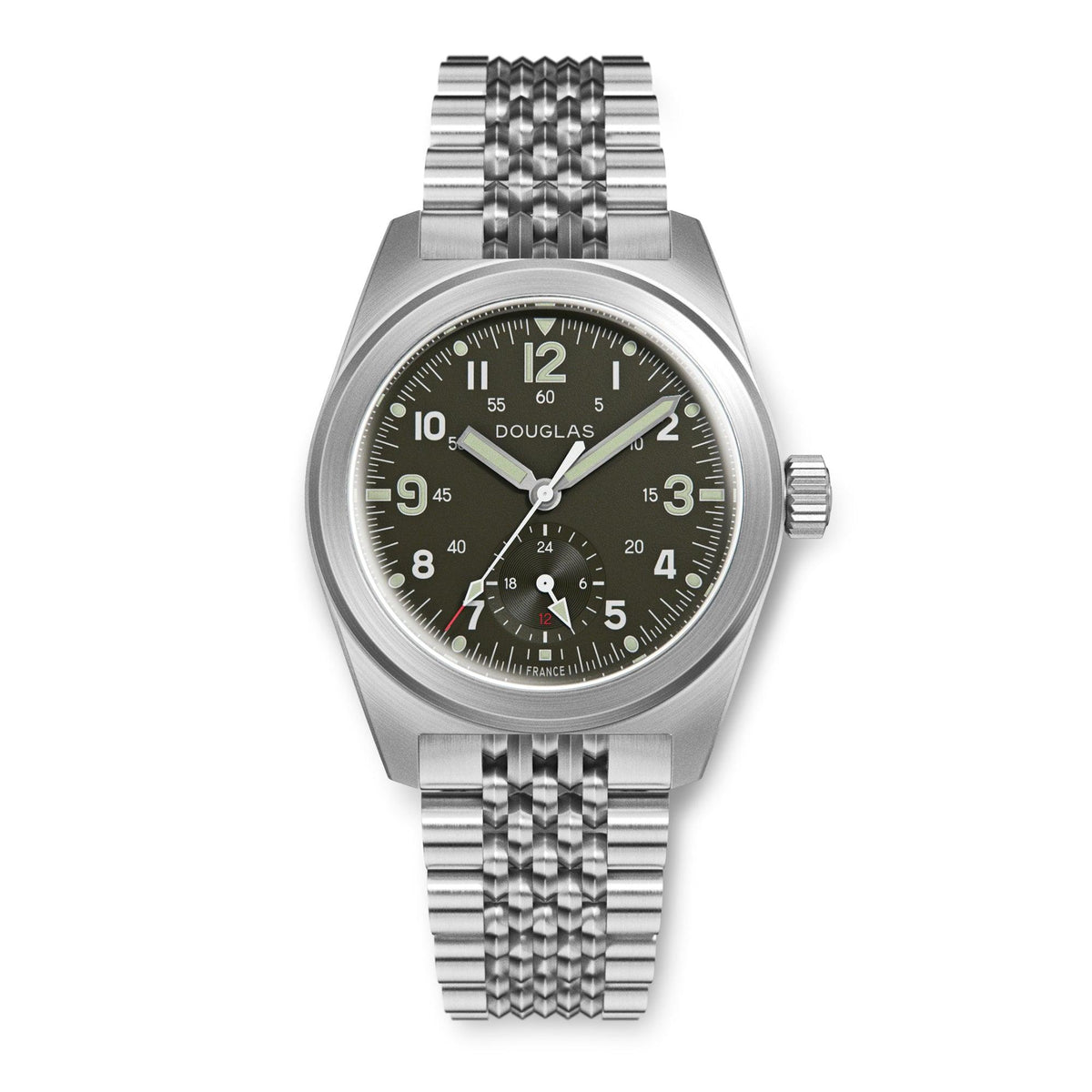Outrider Professional Mecaquartz 38 Field Watch – French Army Green - Green Nylon & Leather Strap