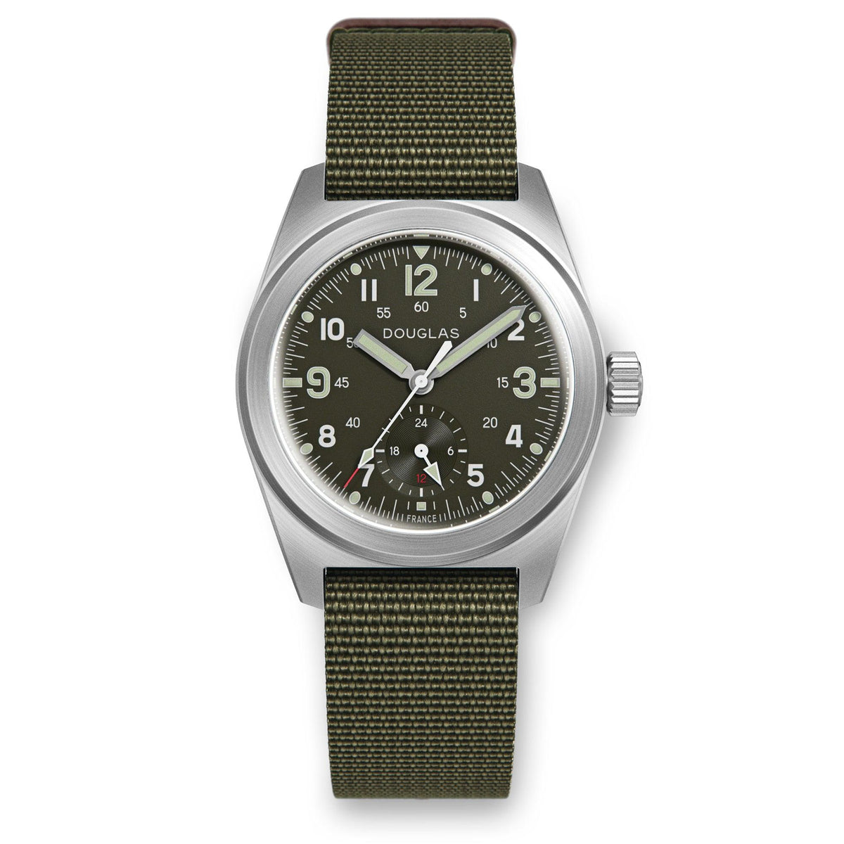 Outrider Professional Mecaquartz 38 Field Watch – French Army Green - Green Nylon & Leather Strap