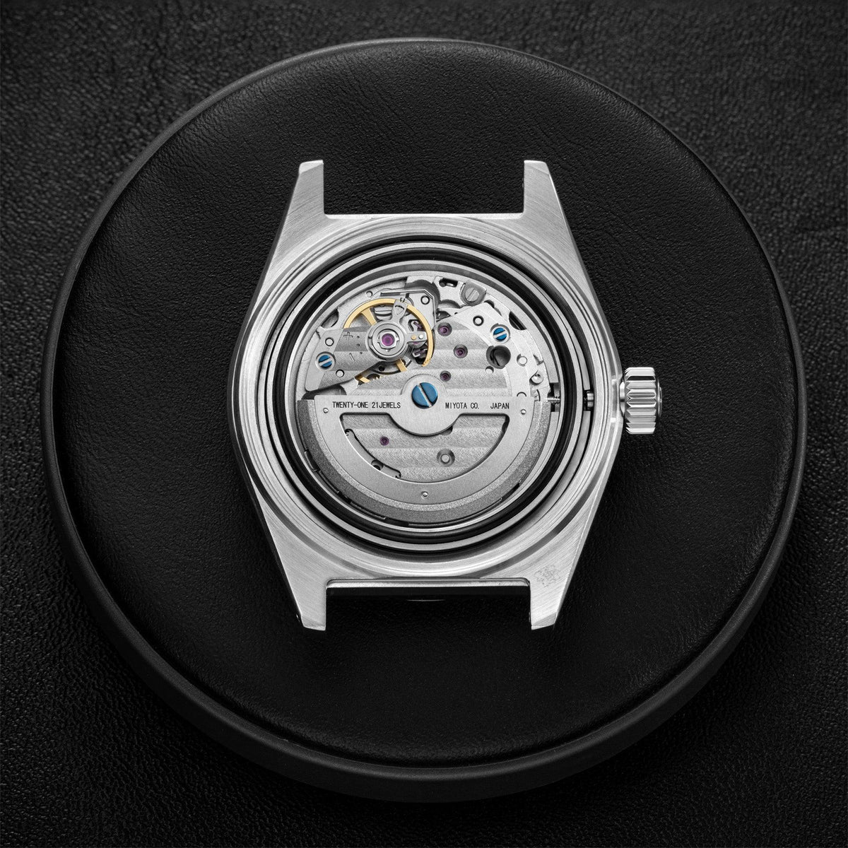 Outrider Automatic Watch - Black Vintage - Camel Leather Strap