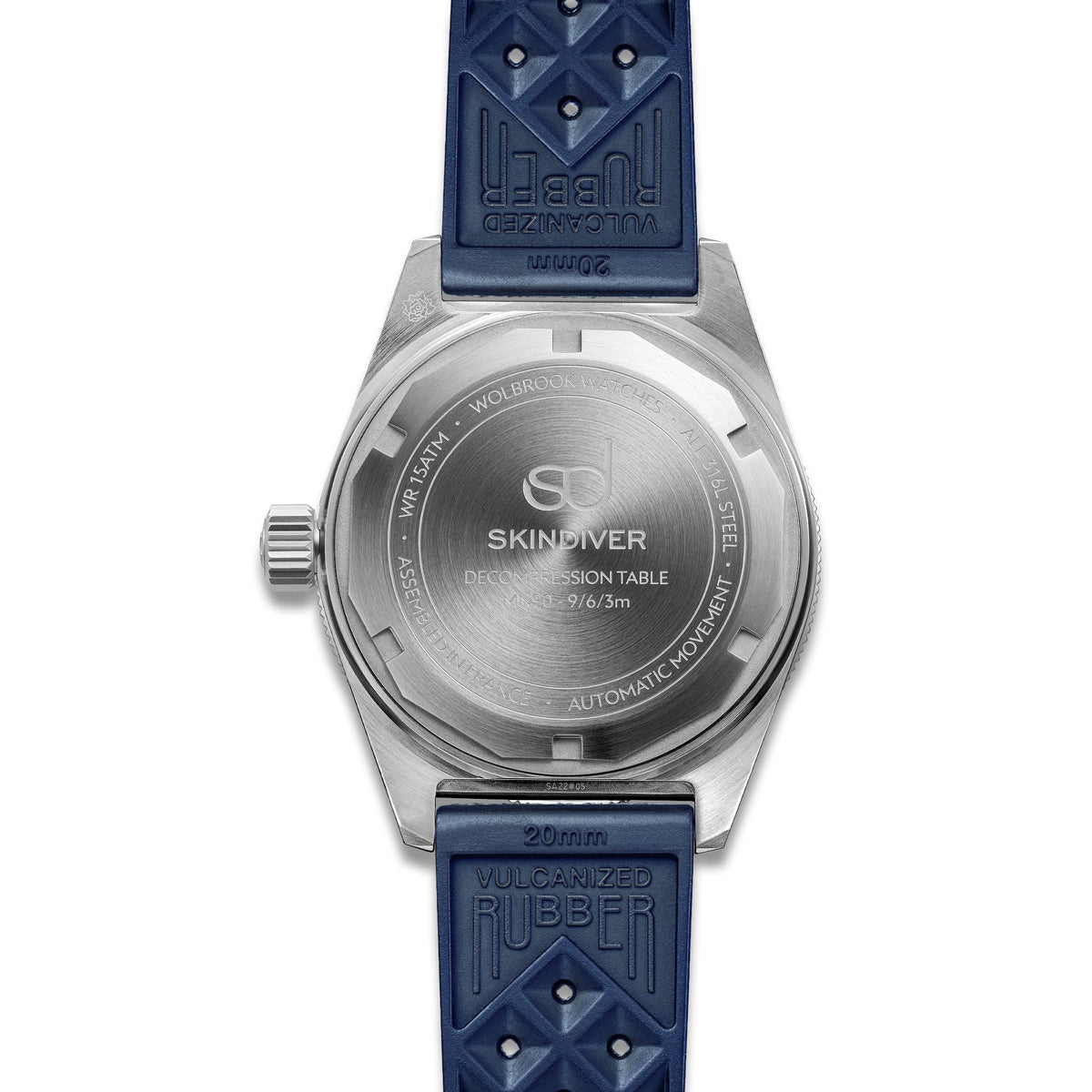 Skindiver Decompression Automatic Watch - MN90 - Blue - Dark Blue "Tropic" Rubber Strap