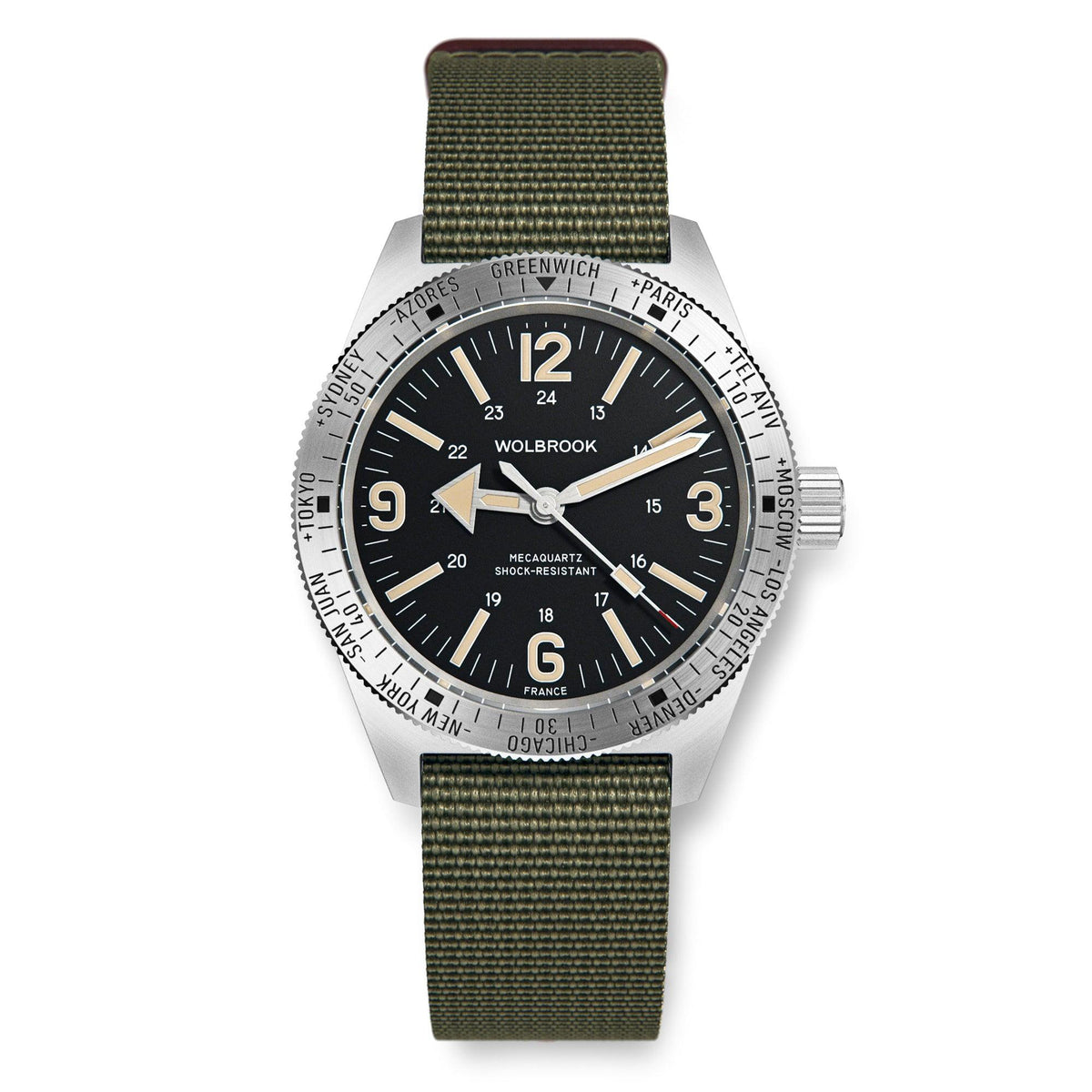 Skindiver WT Mecaquartz Watch - Vintage & Steel - Green Nylon & Leather Strap