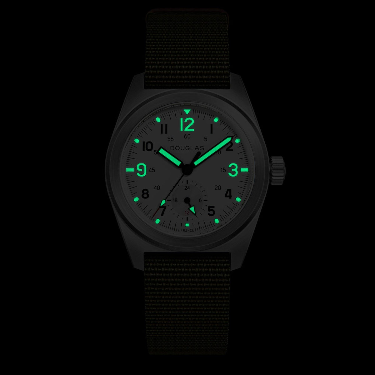 Outrider Professional Mecaquartz 38 Field Watch – White - Green Nylon & Leather Strap