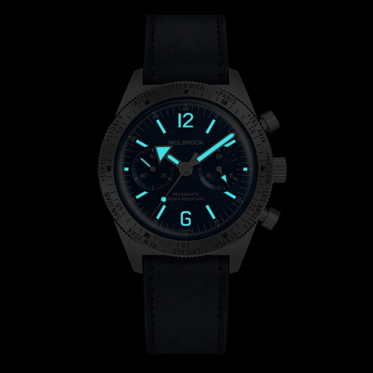 Skindiver WT Chrono-Mecaquartz Blue Chronograph - Blue Leather Strap