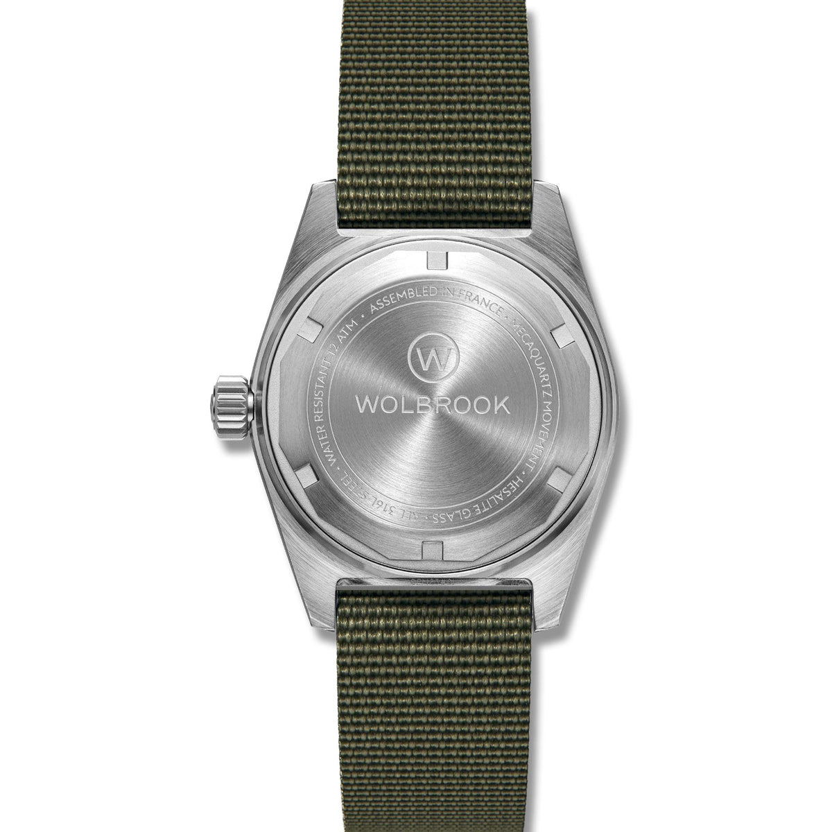 Outrider Professional Mecaquartz 38 Field Watch – White - Green Nylon & Leather Strap