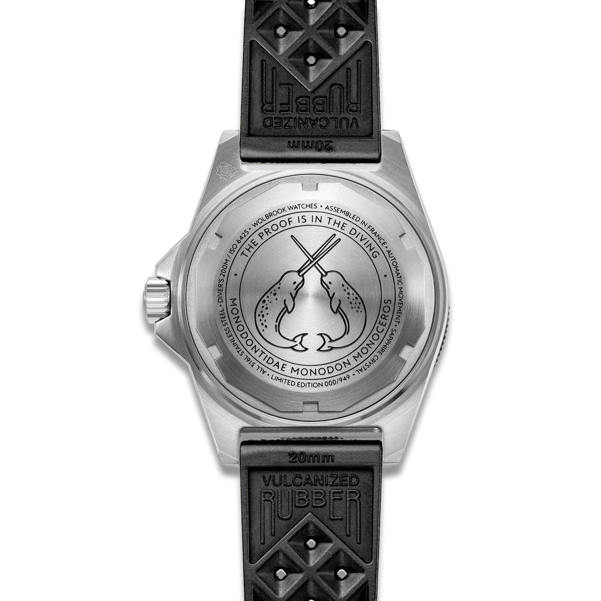 Skindiver II Automatic Dive Watch - Green Lum & Black Dial - Black "Tropic" Rubber Strap