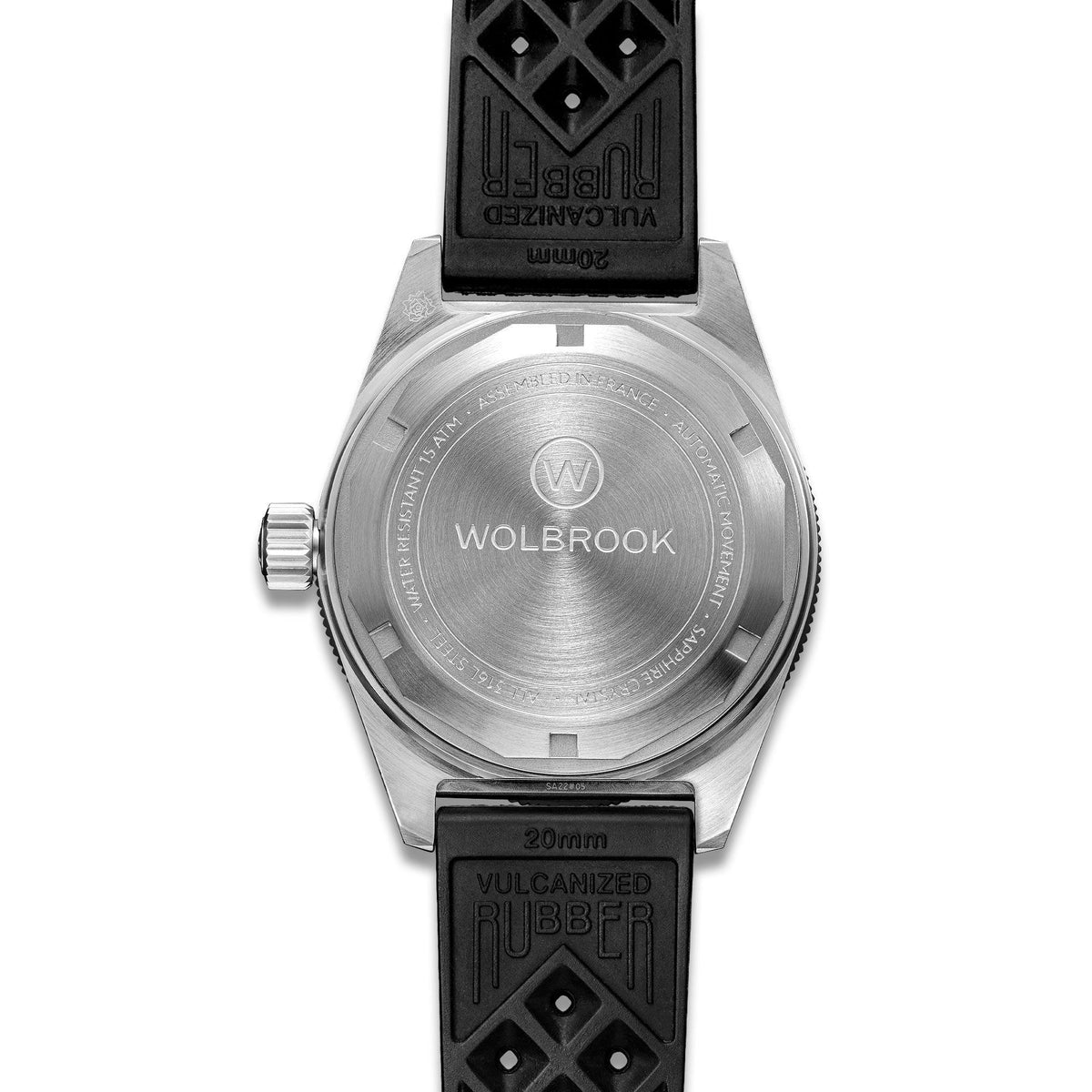 Skindiver Automatic Watch - Green Lum & Black Dial - Black "Tropic" Rubber Strap