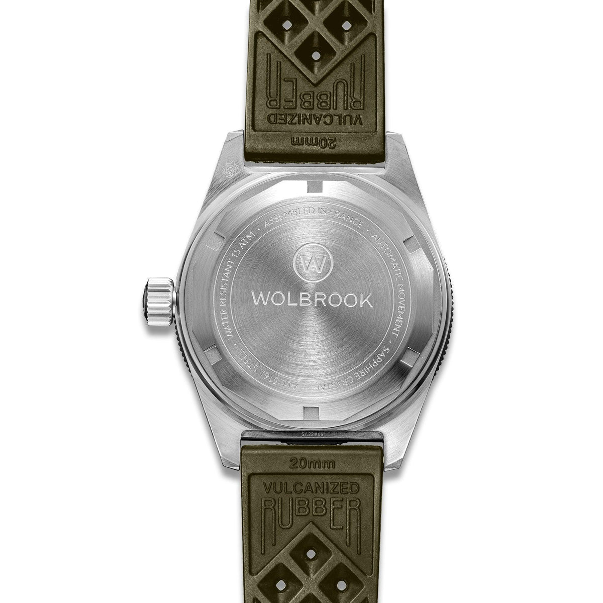 Skindiver Automatic Watch - Vintage Lum & Black Dial - Green Rubber Strap