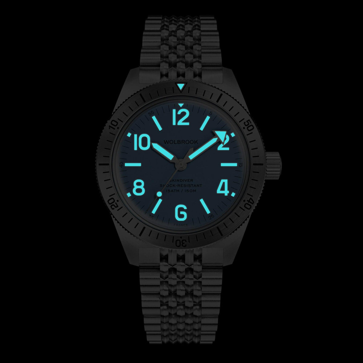 Skindiver Automatic Watch – Sky Blue - White "Tropic" Rubber Strap