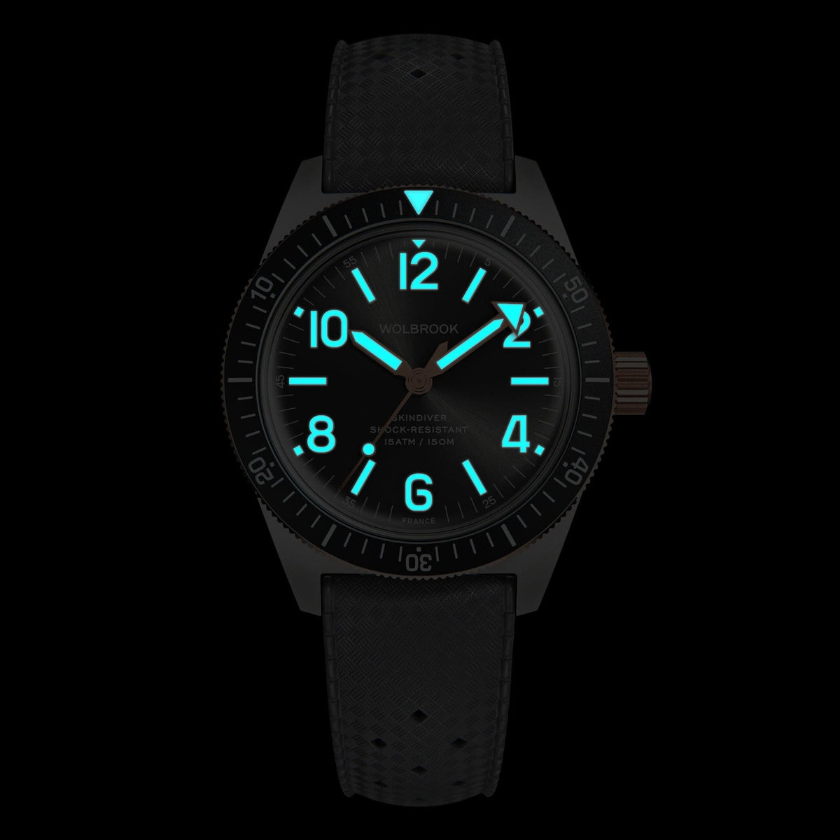 Skindiver Automatic Watch – Two-Tone Grey Sunray - Grey "Tropic" Rubber Strap