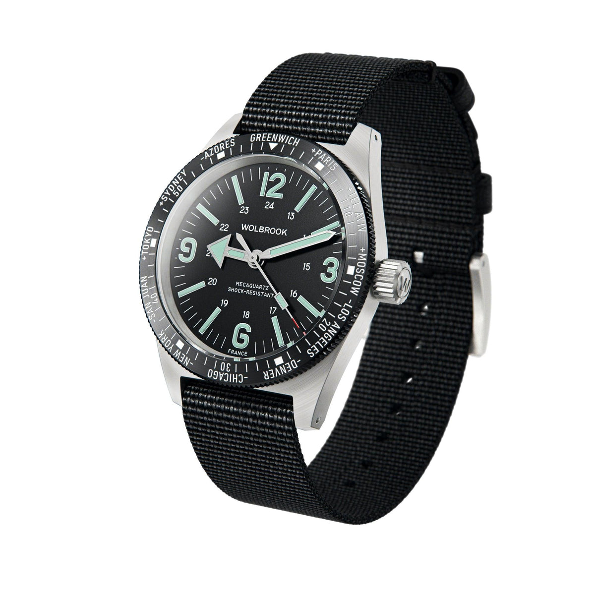 Skindiver WT Mecaquartz Watch - Black Nylon & Leather Strap