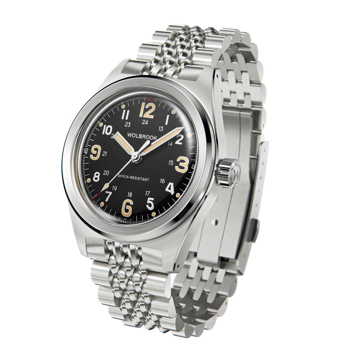 Outrider Automatic Watch – Black Vintage, No Date - Camel Leather Strap