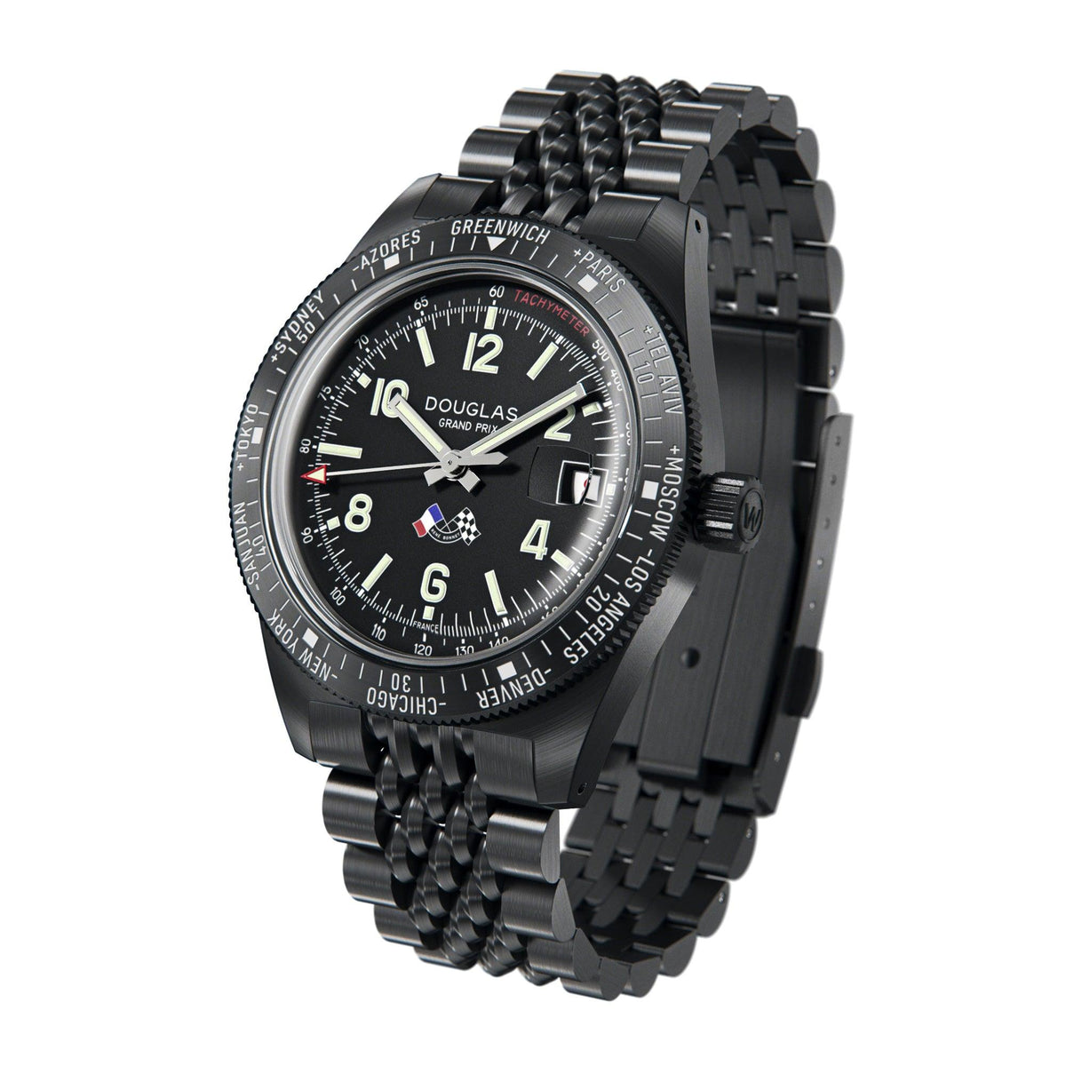 Douglas Grand Prix WT Professional Racing Watch - Black PVD - René Bonnet Djet 1962 Limited Edition - Black Rally Leather Strap