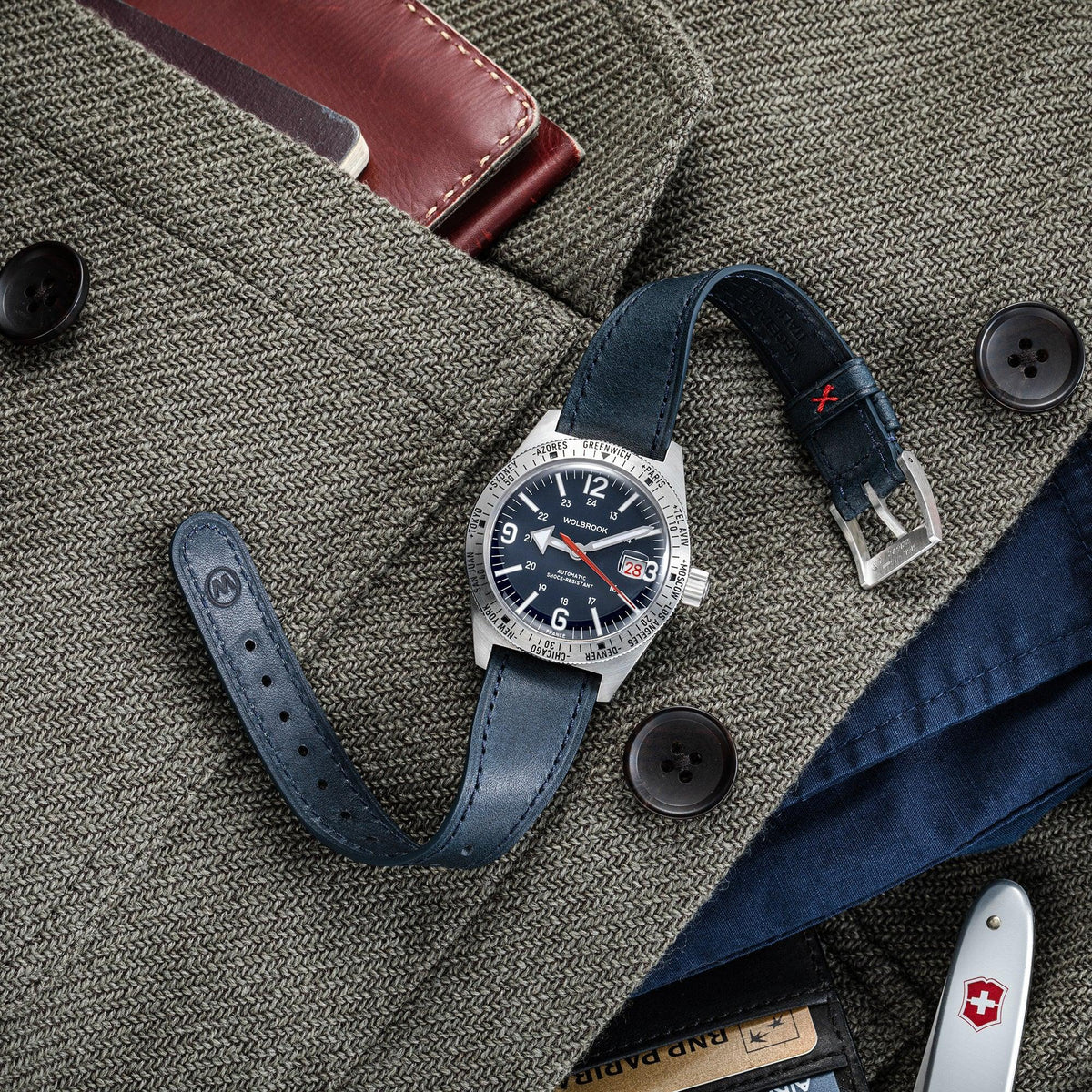 Skindiver WT Automatic - Blue & Steel - Blue Leather Strap