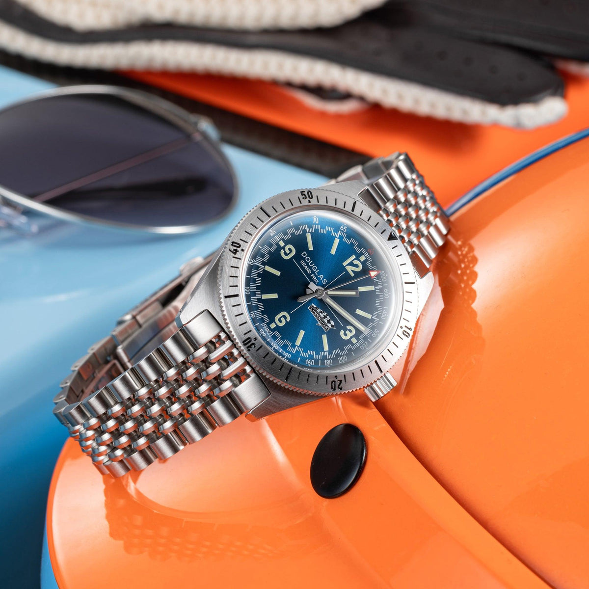 Douglas Grand Prix Professional Racing Watch – Cunningham C4-R 1952 Limited Edition - Camel Rally Leather Strap