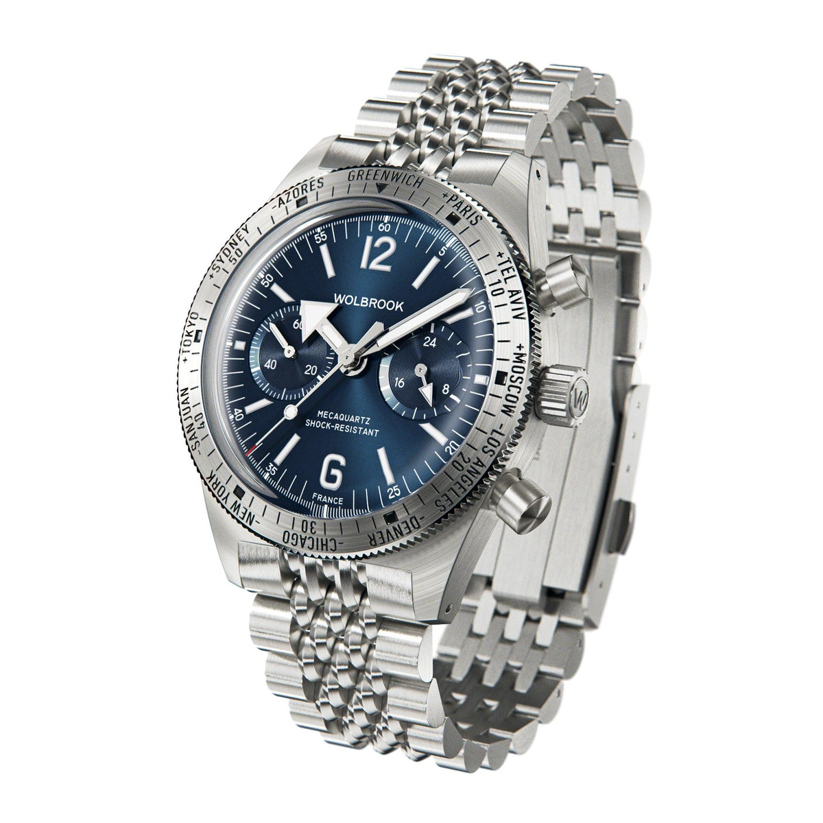 Skindiver WT Chrono-Mecaquartz Blue Chronograph - Blue Leather Strap