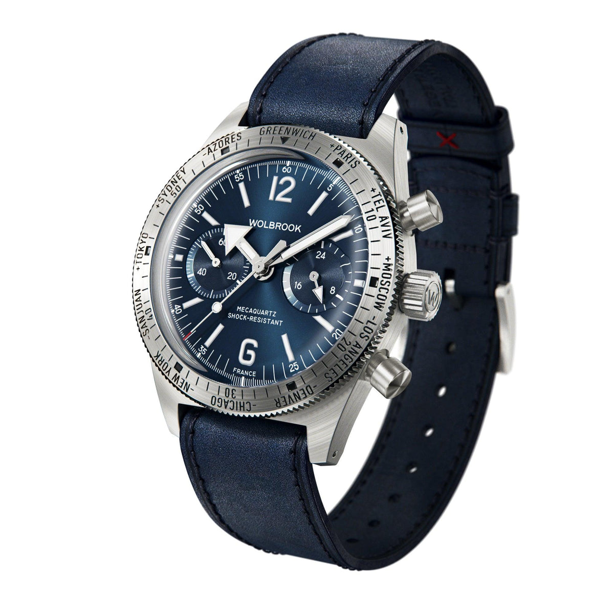 Skindiver WT Chrono-Mecaquartz Blue Chronograph - Blue Leather Strap