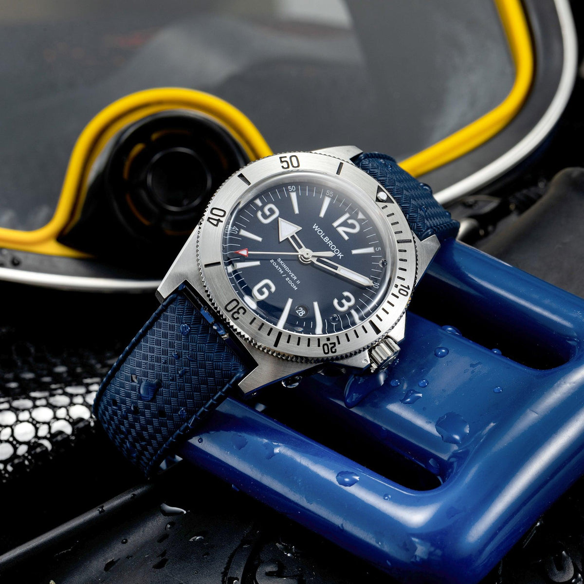 Skindiver II Automatic Dive Watch - Blue - Blue "Tropic" Rubber Strap