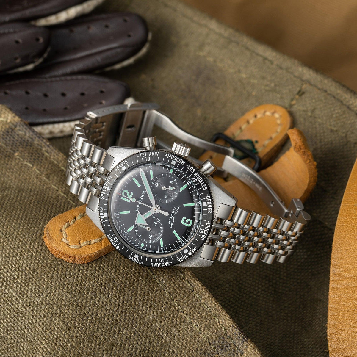 Skindiver WT Chrono-Mecaquartz Chronograph - Black Leather Strap