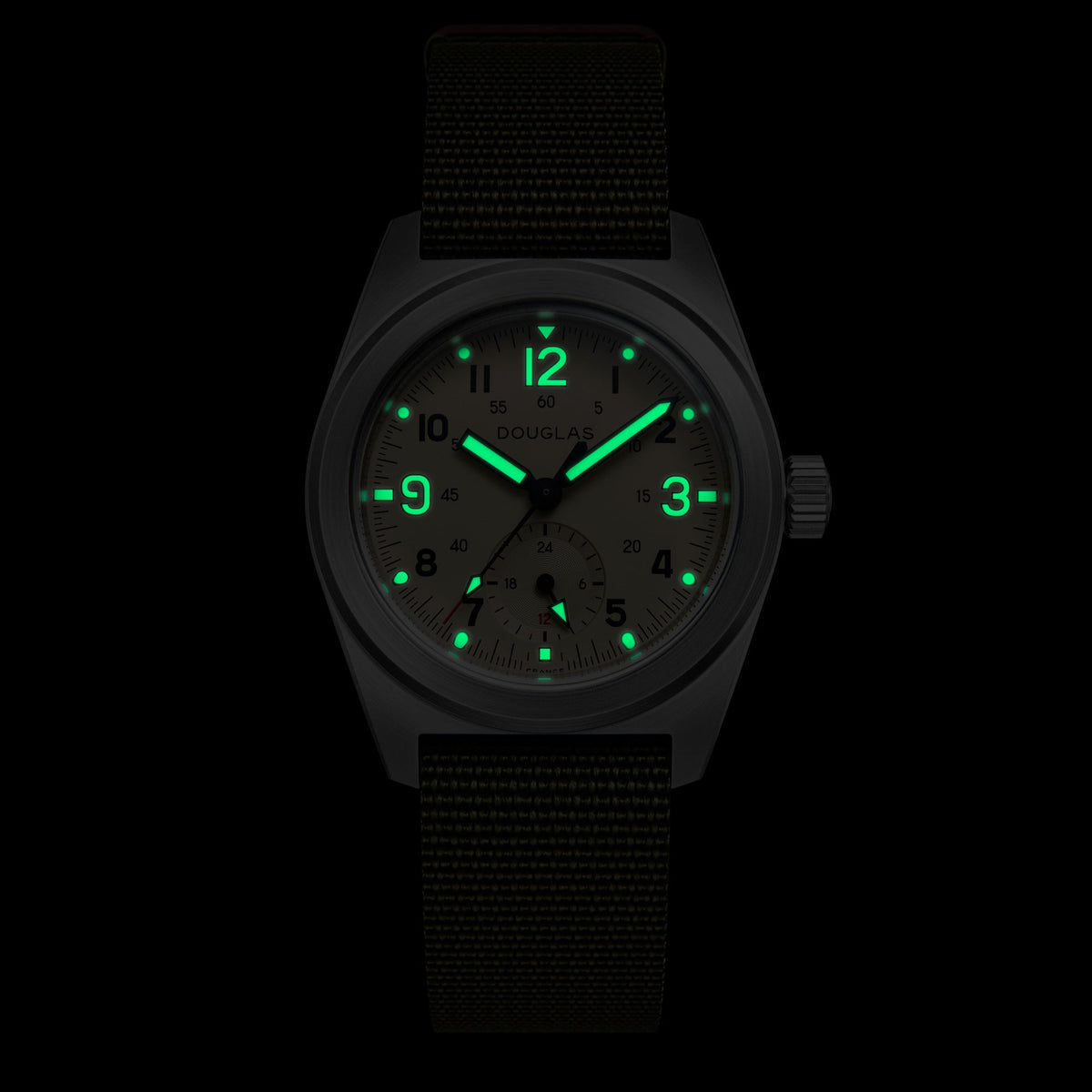 Outrider Professional Mecaquartz 38 Field Watch – Desert Sand - Green Nylon & Leather Strap