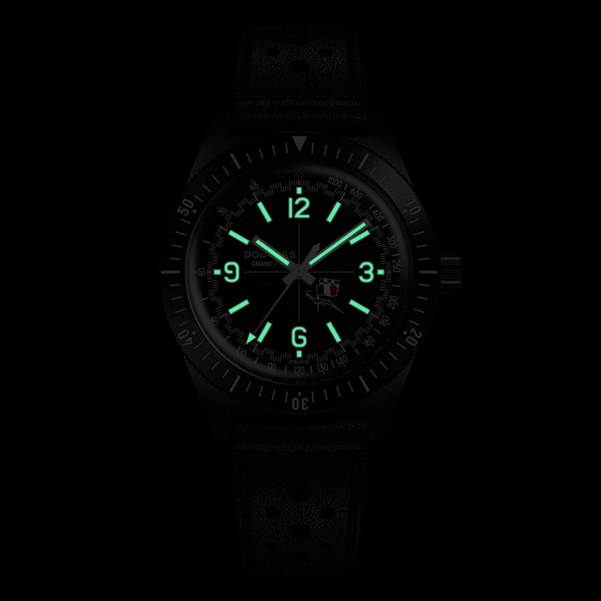 Douglas Grand Prix Professional Racing Watch - Black PVD - René Bonnet Djet 1962 Limited Edition - Black Rally Leather Strap