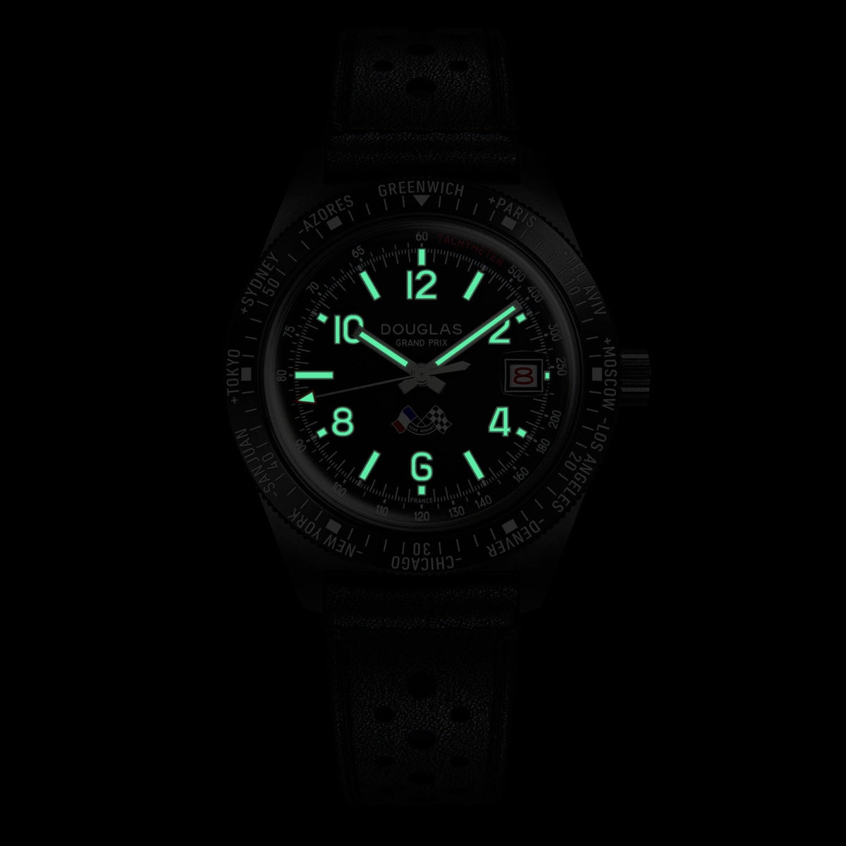 Douglas Grand Prix WT Professional Racing Watch - Black PVD - René Bonnet Djet 1962 Limited Edition - Black Rally Leather Strap