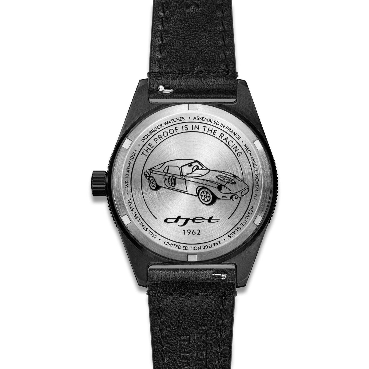 Douglas Grand Prix Professional Racing Watch - Black PVD - René Bonnet Djet 1962 Limited Edition - Black Rally Leather Strap