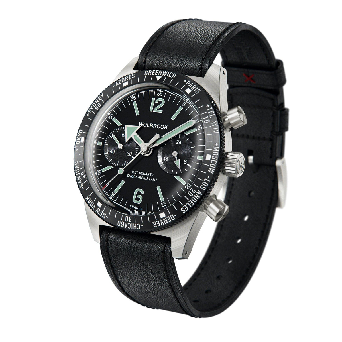 Skindiver WT Chrono-Mecaquartz Chronograph - Black Leather Strap