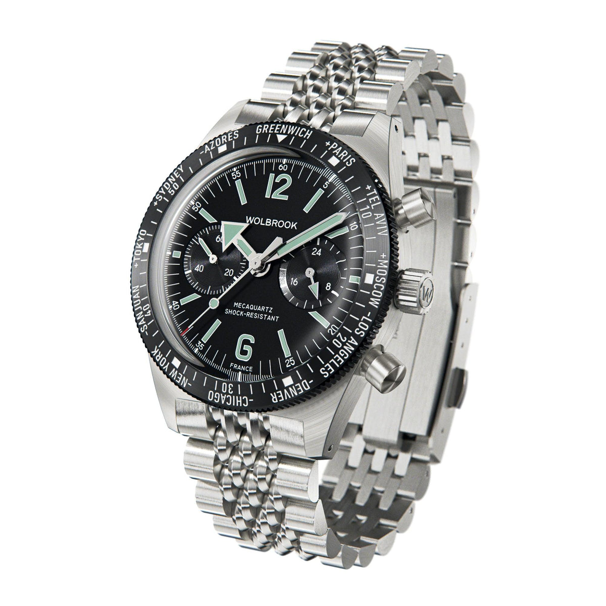 Skindiver WT Chrono-Mecaquartz Chronograph - Black Leather Strap