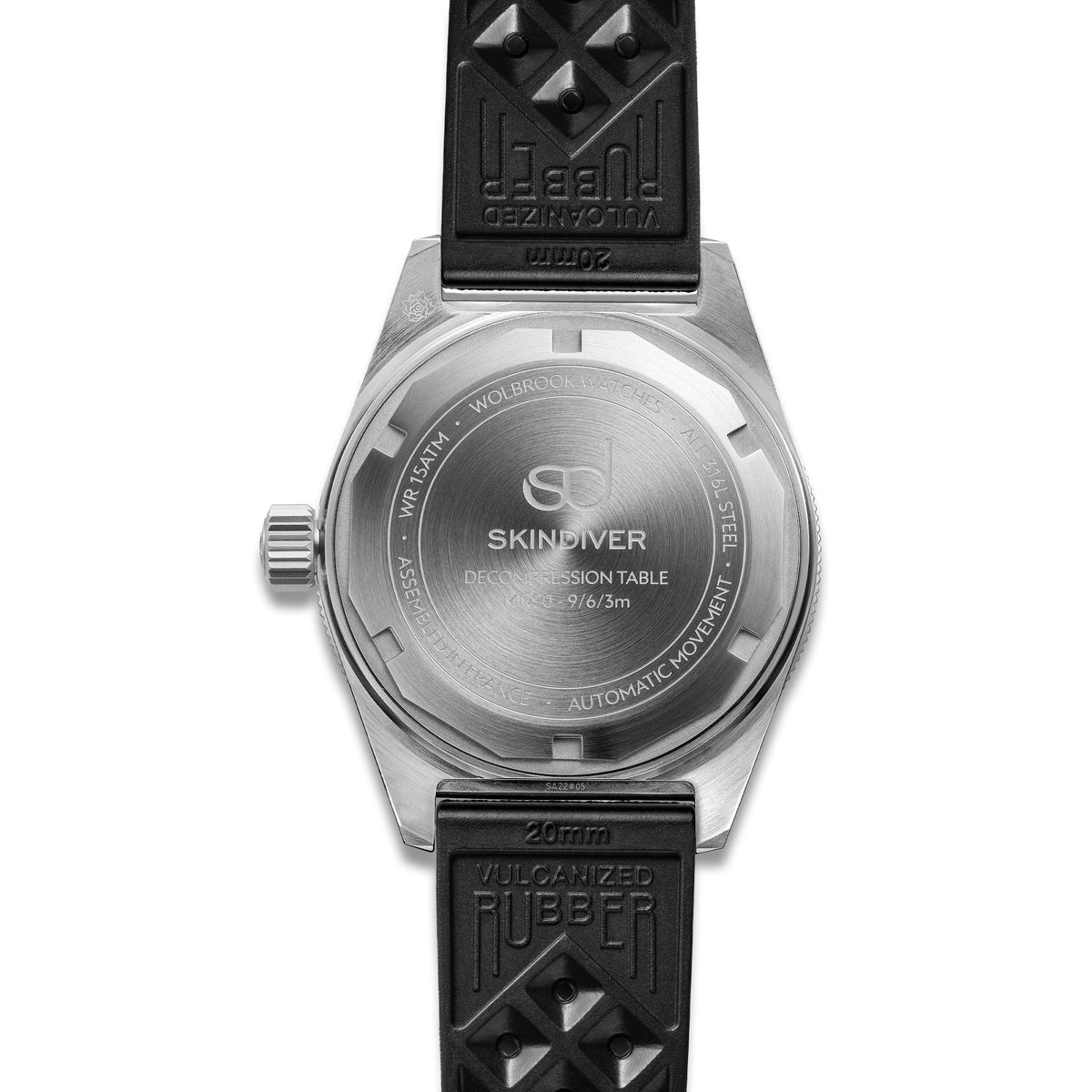 Skindiver Decompression Automatic Watch - MN90 - Sky Blue "Tropic" Rubber Strap
