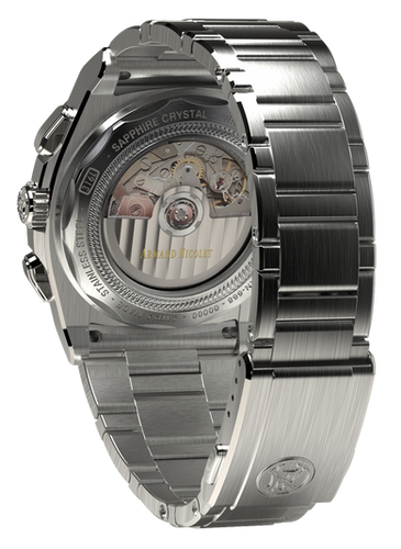 mechanical automatic silvered watch with stainless steel bracelet