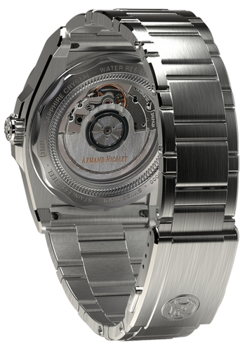mechanical automatic blue watch with stainless steel bracelet