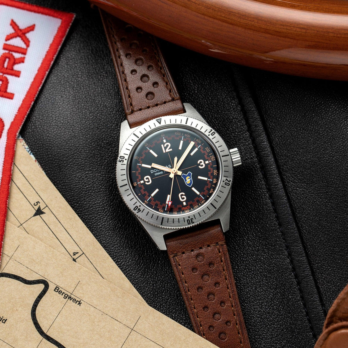 Douglas Grand Prix Professional Racing Watch – Siata 208S 1953 Limited Edition - Brown Rally Leather Strap