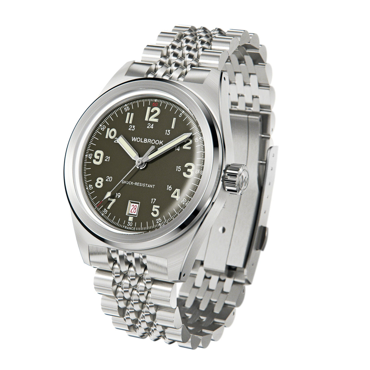 Outrider Automatic Watch – French Army Green - Brown Leather Strap