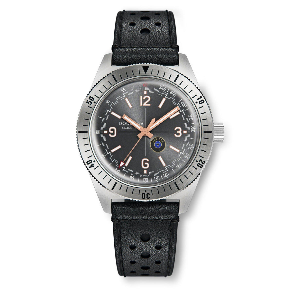 Douglas Grand Prix Professional Racing Watch – Veritas RSII Coupe Limited Edition - Black Rally Leather Strap