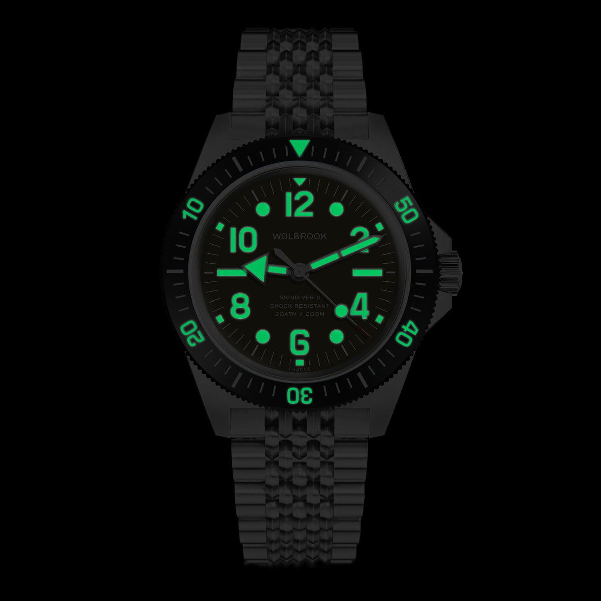 Skindiver II Automatic Dive Watch - "Jumbo Indices" Green Dial - Green "Tropic" Rubber Strap
