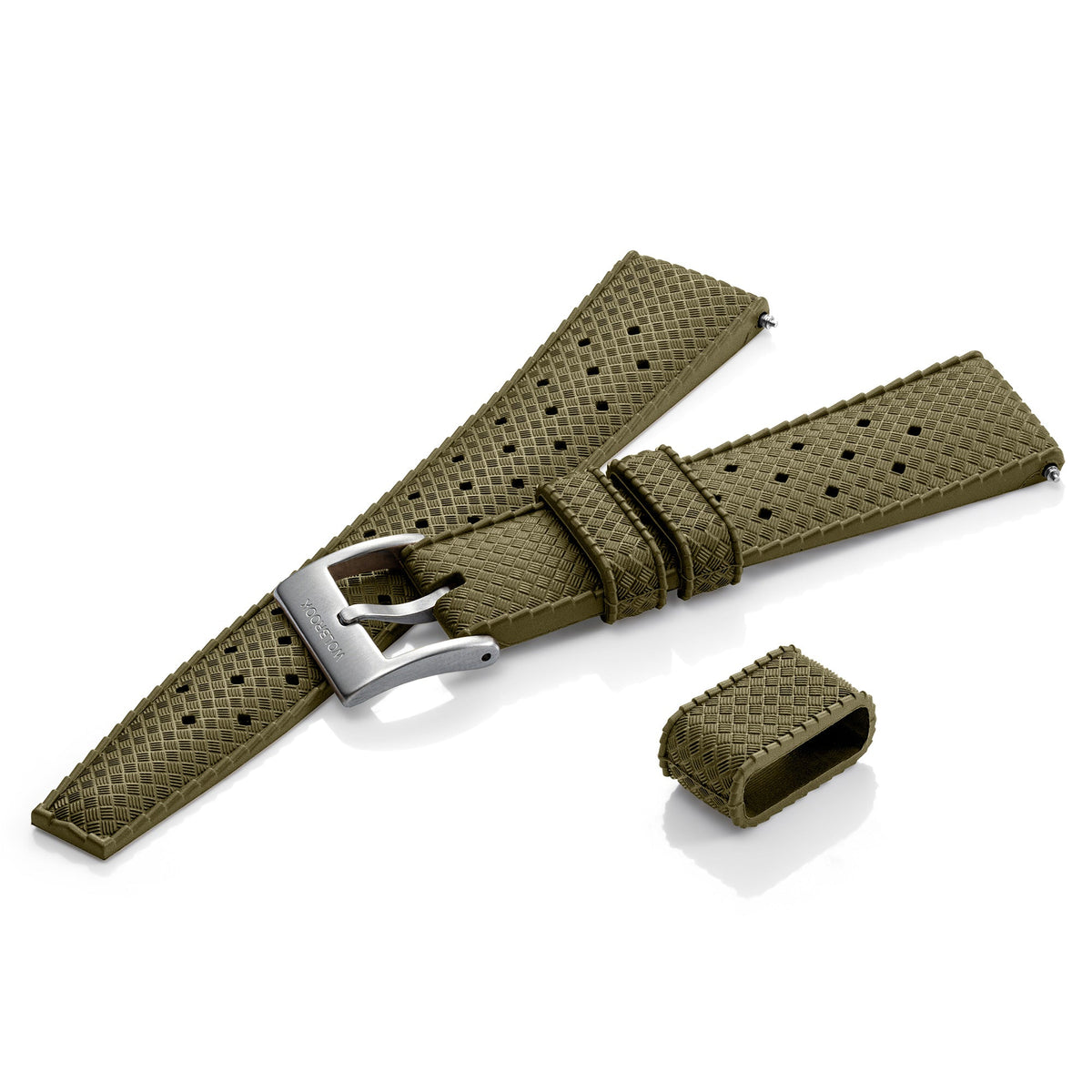 Skindiver II Automatic Dive Watch - White Lum & Black Dial - Military Green "Tropic" Rubber Strap