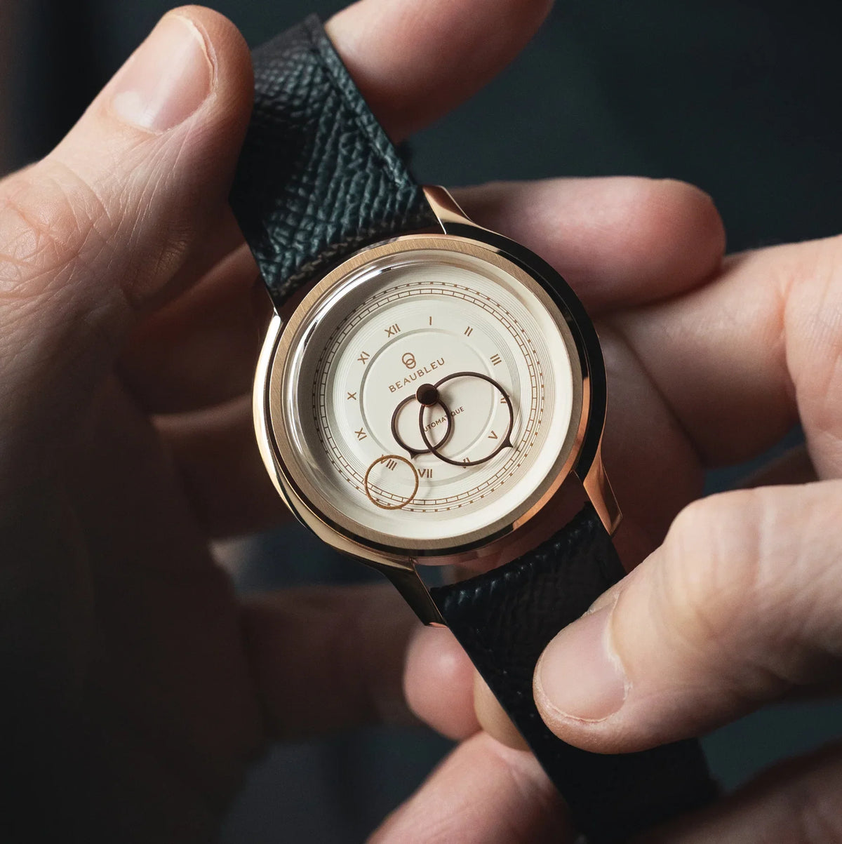 La Pièce n°1 - Champagne - Leather strap - Grained Black