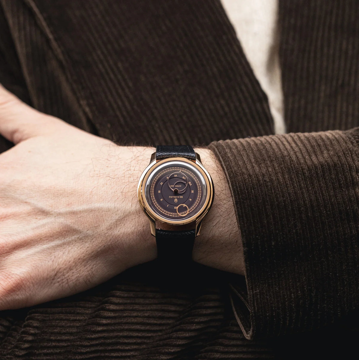 La Pièce n°1 - Moka - Leather strap - Grained Cognac