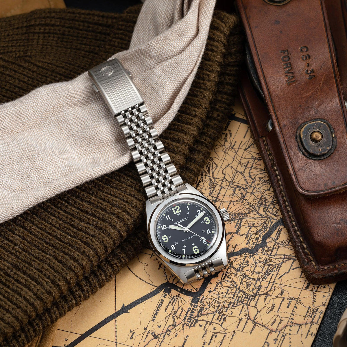 Outrider Automatic Watch – Black Dial, No Date - Brown Leather Strap