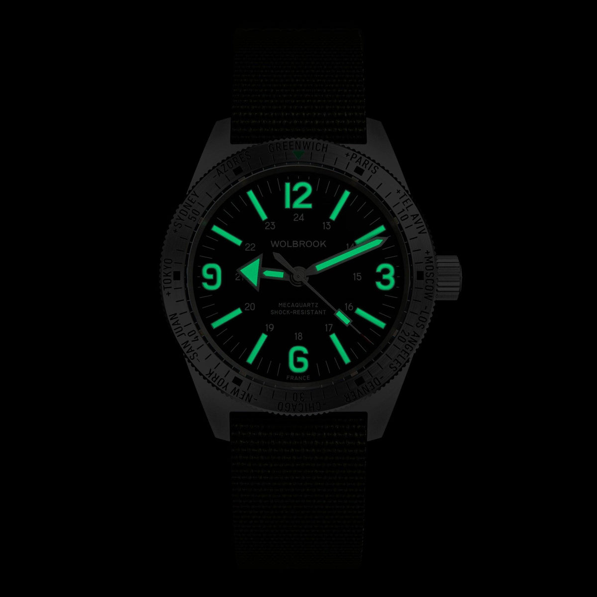 Skindiver WT Mecaquartz Watch - Vintage & Steel - Green Nylon & Leather Strap