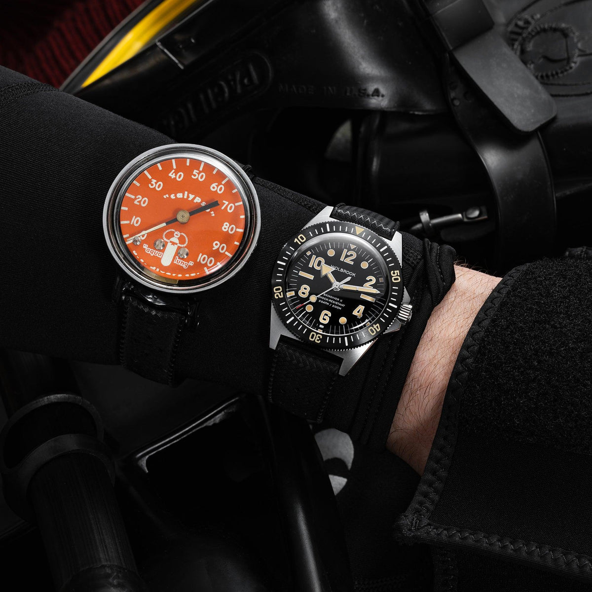 Skindiver II Automatic Dive Watch - "Jumbo Indices" & Vintage Lum - Black "Tropic" Rubber Strap