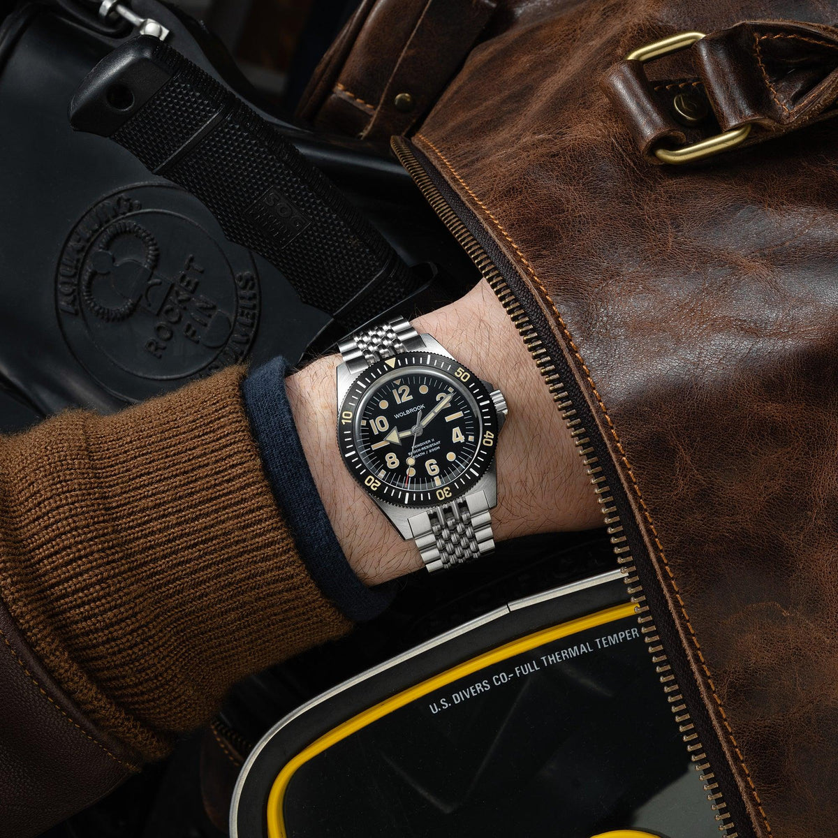 Skindiver II Automatic Dive Watch - "Jumbo Indices" & Vintage Lum - Black "Tropic" Rubber Strap
