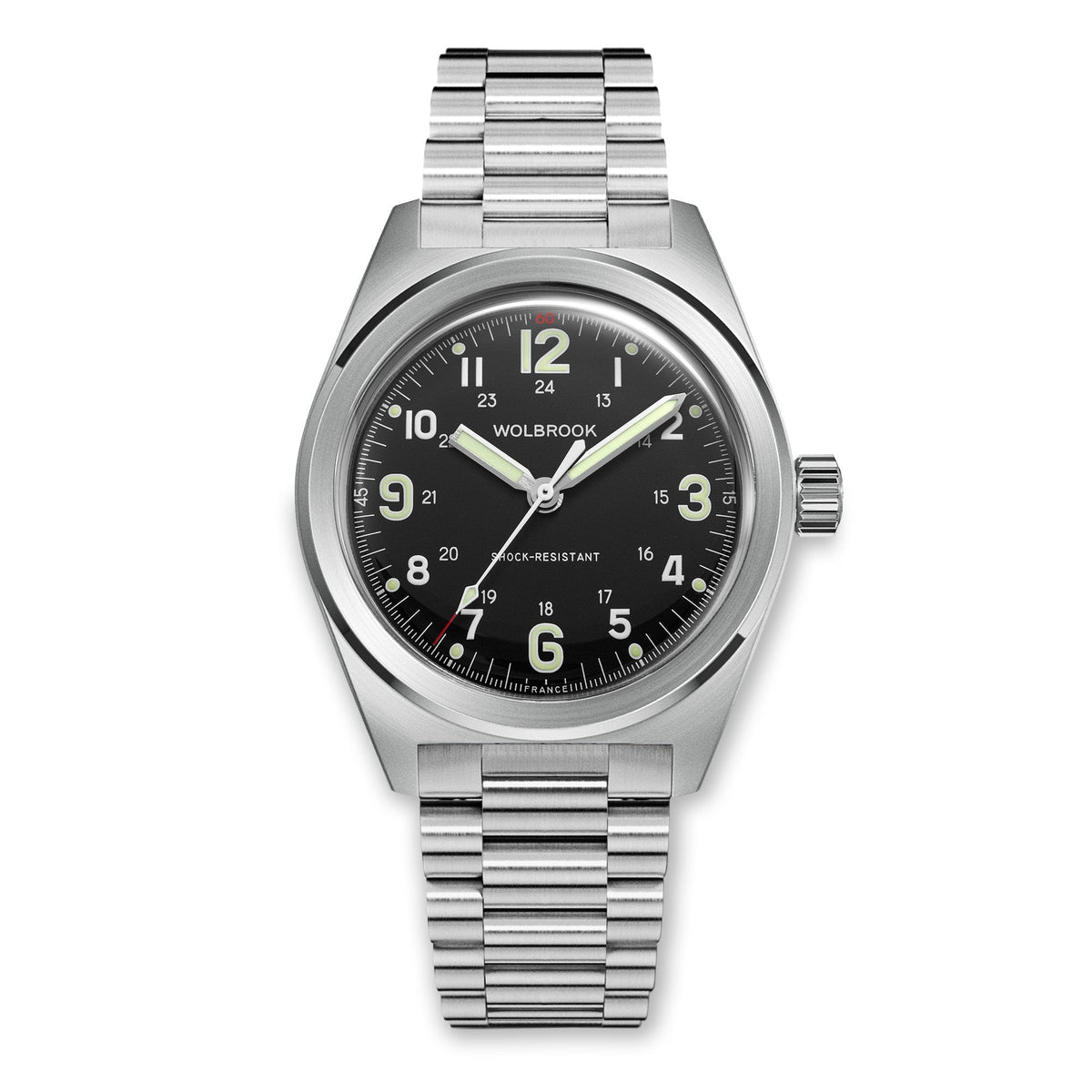 Outrider Automatic Watch – Black Dial, No Date - Brown Leather Strap