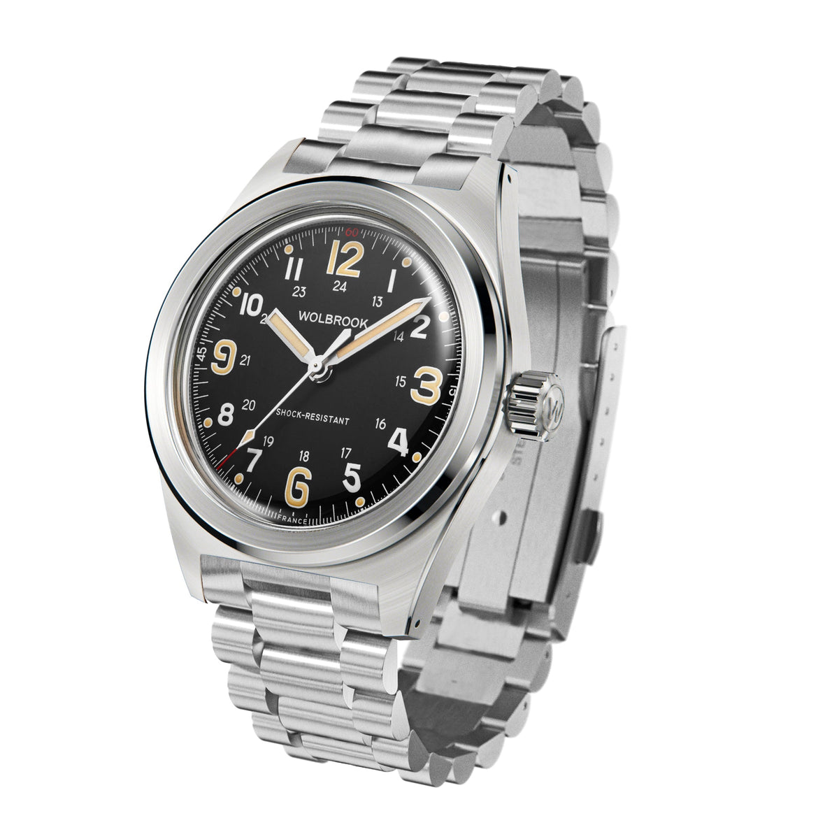 Outrider Automatic Watch – Black Vintage, No Date - Camel Leather Strap