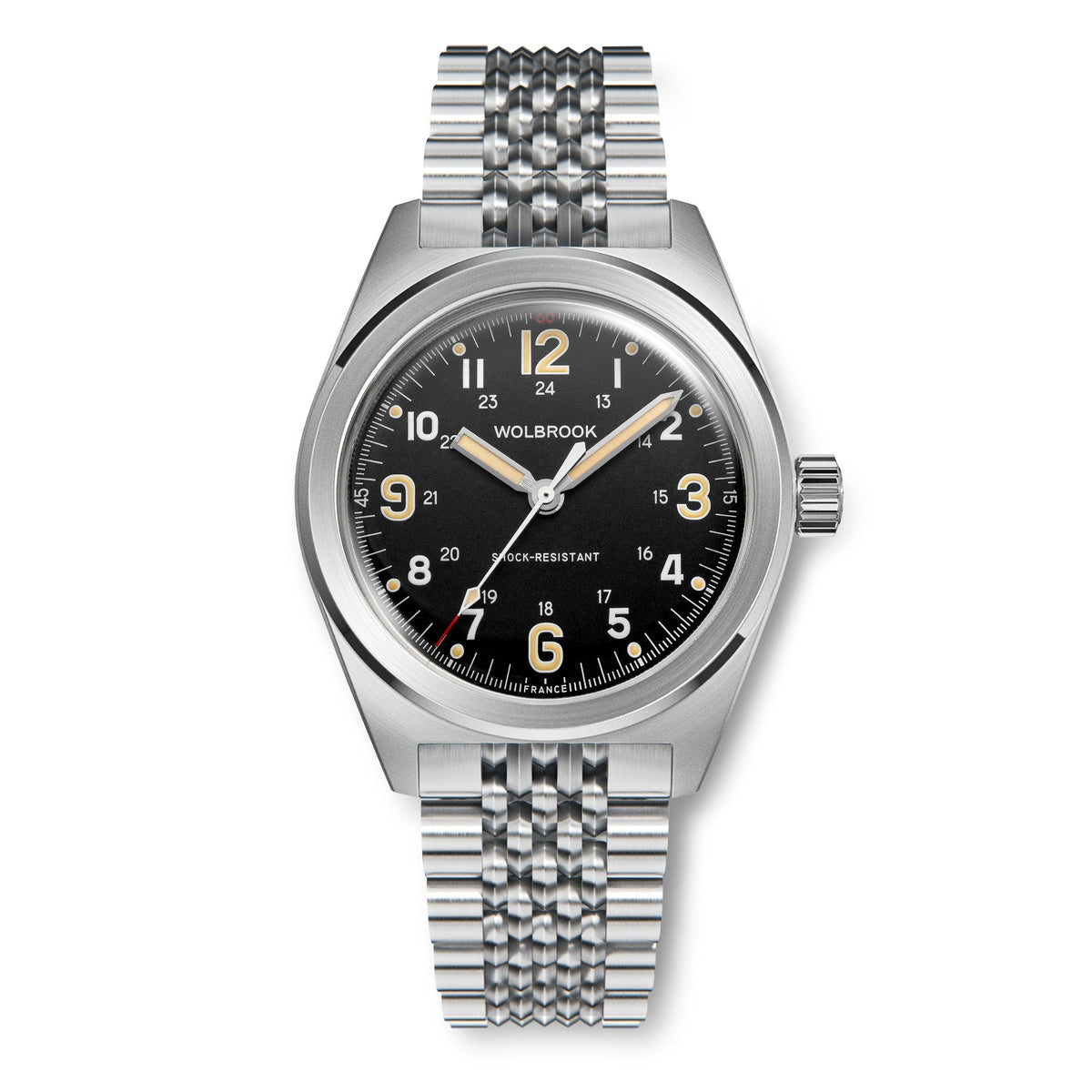 Outrider Automatic Watch – Black Vintage, No Date - Camel Leather Strap