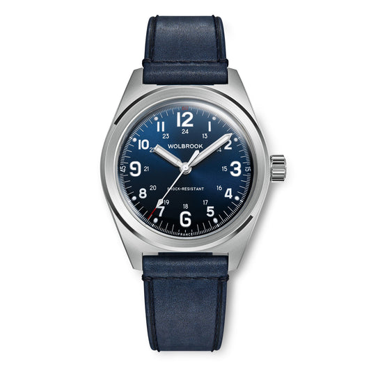 Outrider Automatic Watch – Blue, No Date - Blue Leather Strap