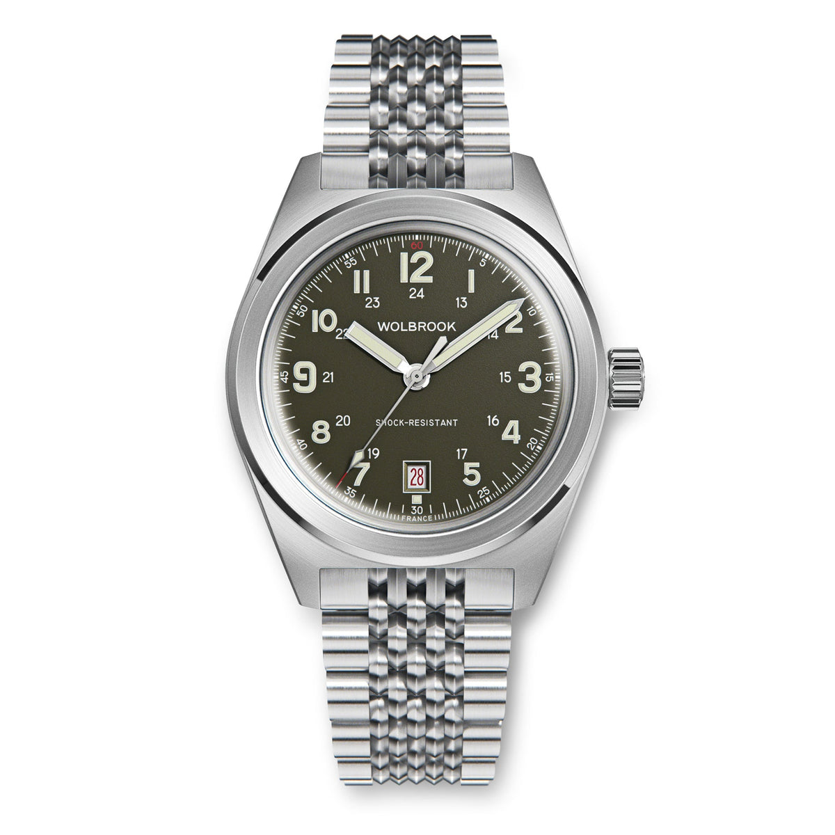 Outrider Automatic Watch – French Army Green - Brown Leather Strap