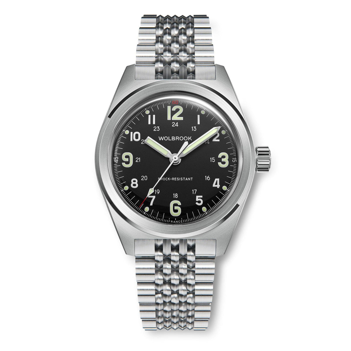 Outrider Automatic Watch – Black Dial, No Date - Brown Leather Strap