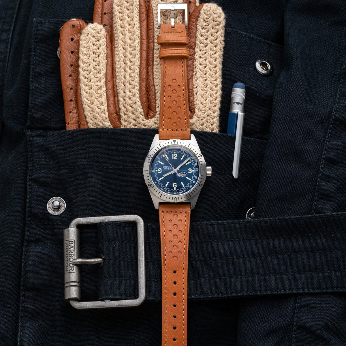Douglas Grand Prix Professional Racing Watch – Cunningham C4-R 1952 Limited Edition - Camel Rally Leather Strap